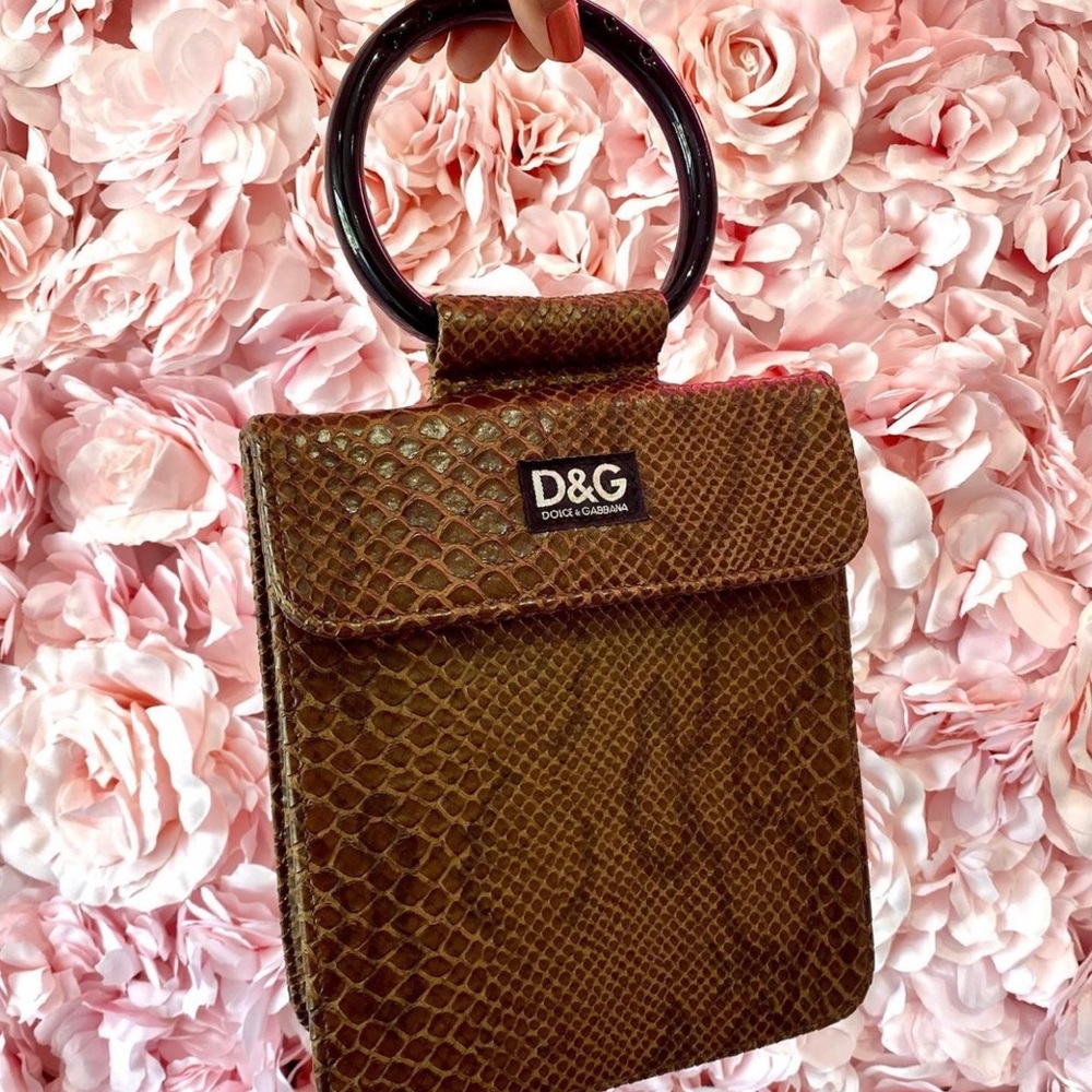 Authentic Vintage D & G brown leather top handle bag.